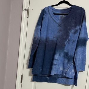 Terra & Sky Blue Tie-Dye Women's Top